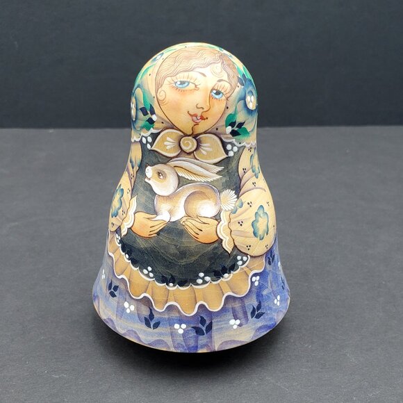 Russian Roly Poly Doll Nevaliashka Wooden Musical Chime Doll Made in Russia - Picture 1 of 6